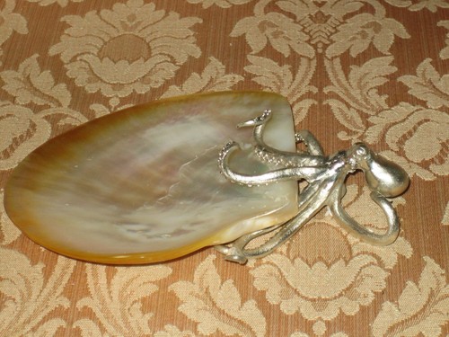 Pewter octopus squid sculpture - squid,