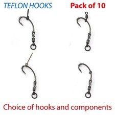 10 X Ronnie Rigs hair rigs TEFLON hooks carp rigs fishing pop up tackle spinner