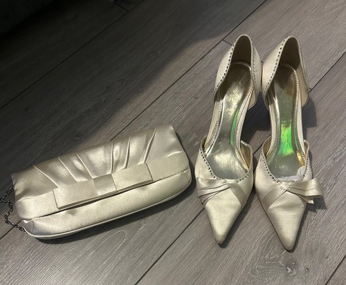 Satin ivory shoes size and - ivory,