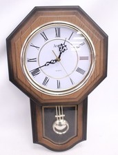 Vtg ACCTIM Quartz Octagonal w/ Pendulum Wall Mounted CLOCK 44 cm - BE1