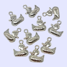 10 x Tibetan Silver Duck Double Sided 3D Charms