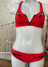 Agent Provocateur red BIKINI black zippers scuba lux S/M sporty ladies