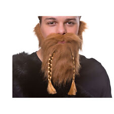 Adult Viking Beard with Plaits Medieval Nordic Warrior Ginger Hair Mens Historic
