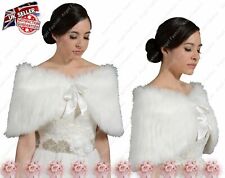 Elegant Faux Fur Bridal Wedding Winter Wrap Bolero Coat Shawl Ivory