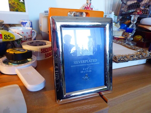 Silver plate photo frame - plate,
