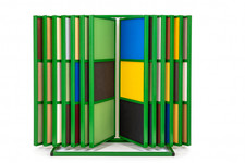 Industrial Green Metal Display Stand for Sample Boards, Tiles, Panels, Flooring