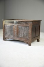 Antique Charles I Oak Chest Rustic English Oak Coffer Blanket Box Storage
