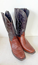 Lucchese Cowboy Boots Size 10 UK Charles Sienna Brown Caiman Belly Western