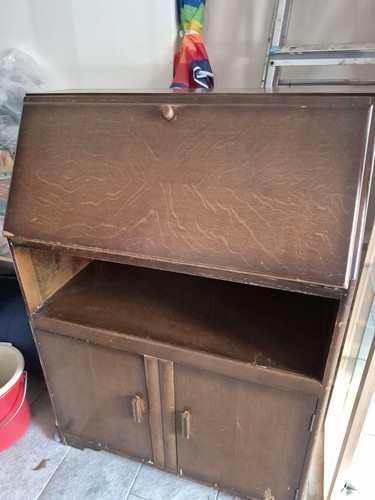 Vintage brown wooden bureau - brown,