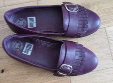 Fitflop Womens Shoes Size UK 5 Wine Burgundy Loafers Flats Comfort Low Heel