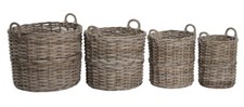 Round Wicker Basket Grey and