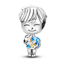 Puppy Dog Love Hug Son Brother Dad Family Charm Sterling Silver 925 Bead Gift