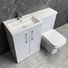 Arno 1100mm Vanity Bathroom Suite Sink + Toilet Unit L Shape - Left Hand