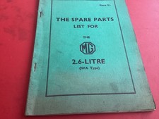 MG 2.6-litre (WA) type original 1939 spare parts list