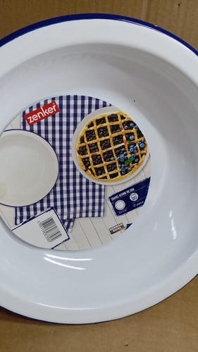 Pie dish round enamel - round, white