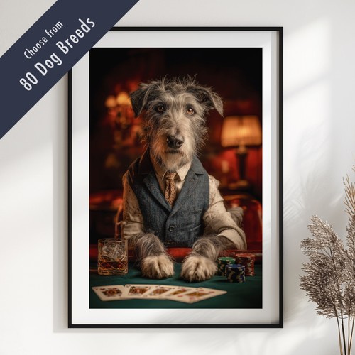 Funny dog playing poker print - funny,