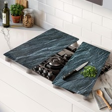 Universal Gas Electric Induction Hob Covers | Set 52cm x 30cm, Black Marble 