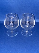 2 X MARTELL COGNAC BRANDED MINIATURE BRANDY BALLOON SNIFTER GLASSES 7.5cm