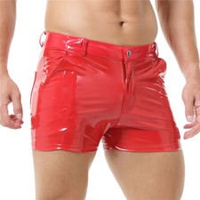 Mens Shiny PVC Leather Shorts