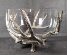 Culinary Concepts ~ Aluminium Antler Stand with Glass Bowl ~ Ht 20cm