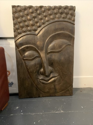 Wooden buddha wall - sculpture,