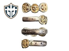 Silver-gilt Medieval finger ring with Monk and cross's circa 15th century AD