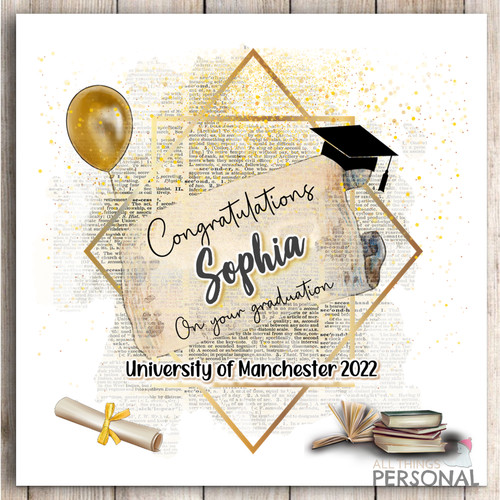 Graduation card personalised - card,