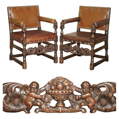 Pair ornately hand carved - pair, or