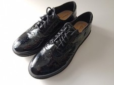 Clarks Womens Witcombe Black Patent Brogues Wings Office School Work Shoes UK 6D