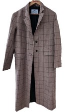 Prada Single-Breasted Houndstooth Wool-Blend Coat