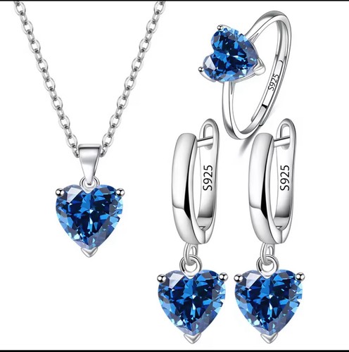Sterling 925 silver heart blue - silver,