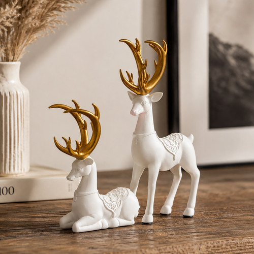 2pc white reindeer stag - 2pc,