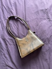 Miss Sixty Vintage Y2K Brown Marbled Logo Faux Leather Trapeze Shoulder Bag, New