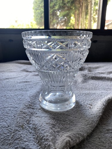 Vintage footed cut - glass, vase