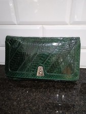 Stunning vintage Green  Snakeskin Handbag. Clutch Bag Or Comes With Strap .
