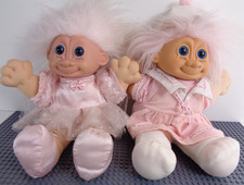 2 x Vintage Russ Troll Dolls Ballerina Soft Body Toy Plush 12” Figure Pink 90s