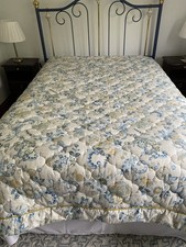Marks and Spencer Quilted Bedspread Blue/Yellow Multi Cotton 223 x 204cm