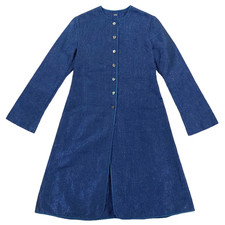 Dosa Indian Coat Dress Jacket Metallic Shimmer Button Front Women's Sz 2 Blue