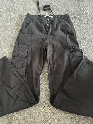 Bershka black cargo trousers - black,