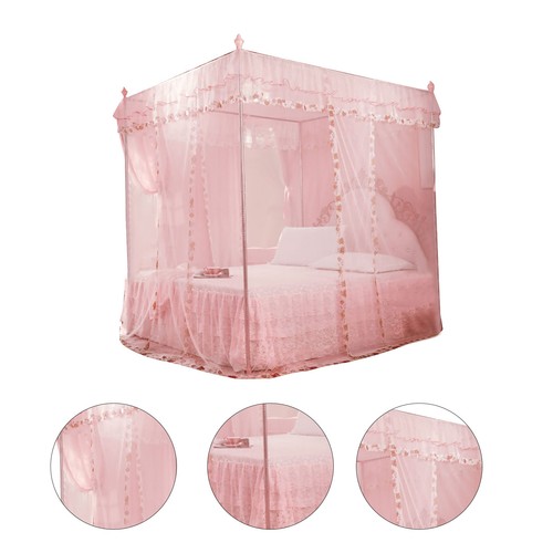 Pink lace bed canopy - canopy, net