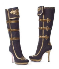 Black Suede Anna Pirate Boots Leg Avenue