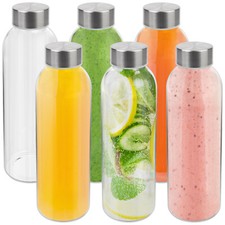 HEFTMAN Glass Bottles with Lids x 6 500ml Water Bottle Airtight Leakproof Gym