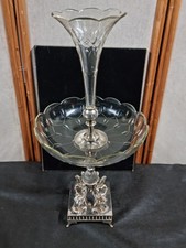 Epergne silver plate cut glass