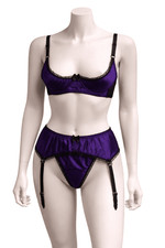 Purple Satin 3-Piece Lingerie