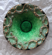 Limoges Enamel on Silver Small Green Dish, 12cm