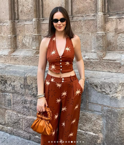 Zara terracotta sun print top - zara,