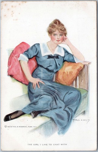 Antique postcard girl sailor - antique,