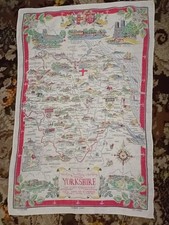 VINTAGE YORKSHIRE MAP TEA TOWEL LINEN