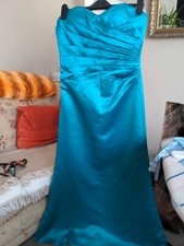 BHS Gorgeous Wedding Collection Teal Satin Off Shoulder / With Straps 12 Prom