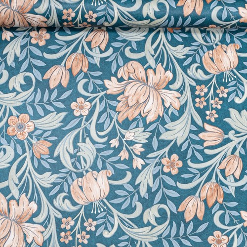 Teal blue floral wallpaper - teal,